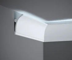 Stropná LED osvetľovacia lišta, NEPRIAME OSVETLENIE, tvrdý plast ProFoam® (polyuretán), základný biely náter (pretierateľný), 100 x 50 x 2000 mm