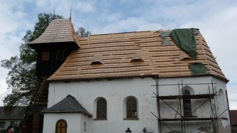 Kostel Mnichovice, dřevěný šindel, 2010
