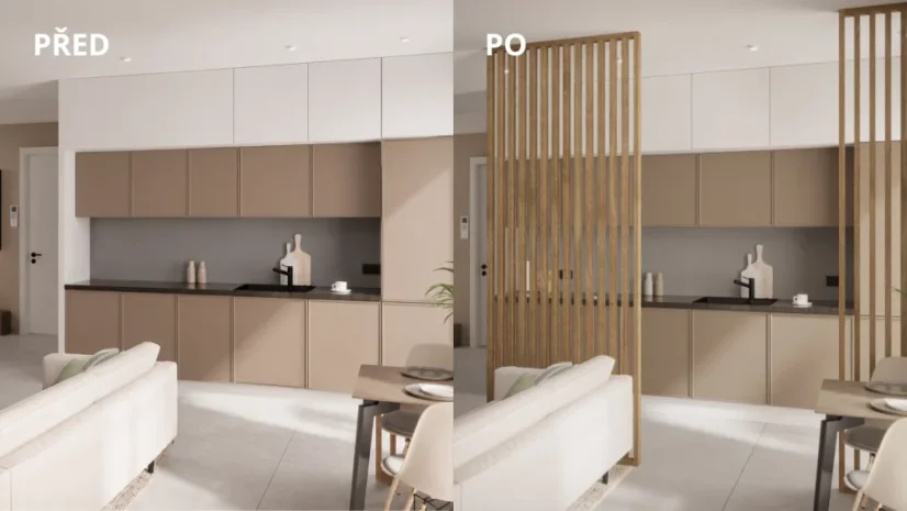 Dělící lamelová stěna - DUBOVÁ DÝHA, (kompletní sada), MDF + DÝHA, 29 předpřipravených šířek od 510 do 2750 mm, libovolná výška (maximálně 2750 mm), 70 mm tloušťka příčky