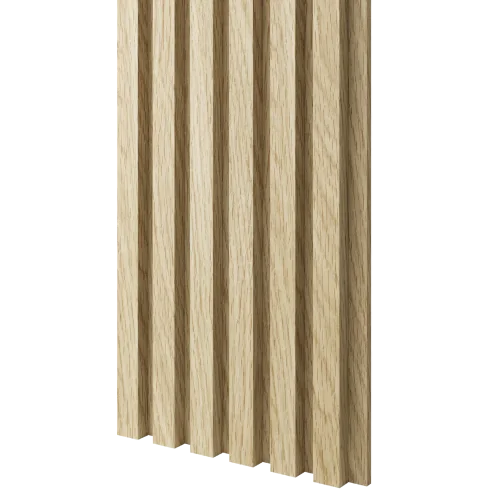 Dřevěné lamely ÚZKÉ na LAMINOVANÉ desce (MDF), EVROPSKÝ DUB, CPL PREMIUM + MDF, 24 x 300 x 2750 mm (0,825 m2)