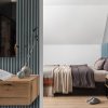 Akustický panel ACOUSTIC LINE - smoke blue | černá, 2650 x 245 x 22 mm, lamely MDF + FINISH FOLIE, akustický podklad FILC