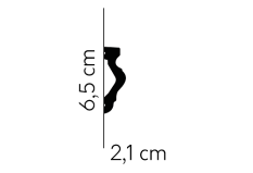 Nástenná lišta – HLADKÁ, tvrdý plast PolyForce (HD Polymér), základný biely náter (pretierateľný), 65 x 21 x 2000 mm