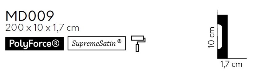 Podlahová lišta – HLADKÁ, tvrdý plast PolyForce (HD Polymer), základní bílý nátěr (přetíratelný), 100 x 17 x 2000 mm