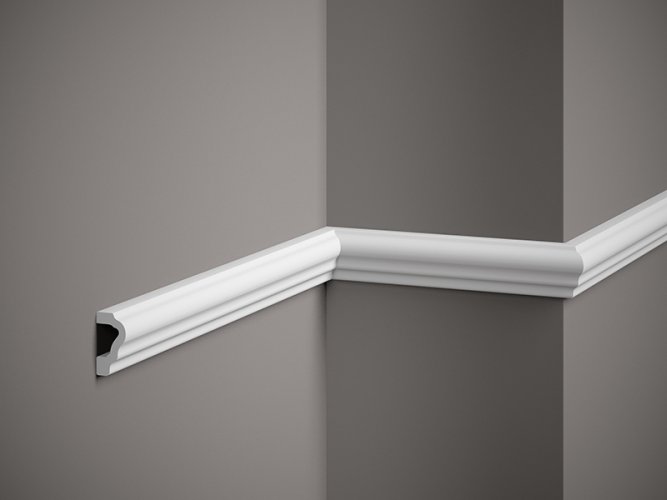 Nástenná lišta – HLADKÁ, tvrdý plast PolyForce (HD Polymér), základný biely náter (pretierateľný), 39 x 20 x 2000 mm