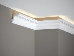 Stropná LED osvetľovacia lišta, NEPRIAME OSVETLENIE, tvrdý plast PolyForce (HD Polymer), základný biely náter (pretierateľný), 57 x 57 x 2000 mm