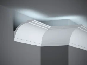 Stropná LED osvetľovacia lišta, NEPRIAME OSVETLENIE, tvrdý plast PolyForce (HD Polymer), základný biely náter (pretierateľný), 108 x 122 x 2000 mm