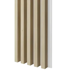 Dřevěné lamely ŠIROKÉ na BÍLÉ desce (MDF), BĚLENÝ DUB, 46 x 300 x 2750 mm (0,825 m2)