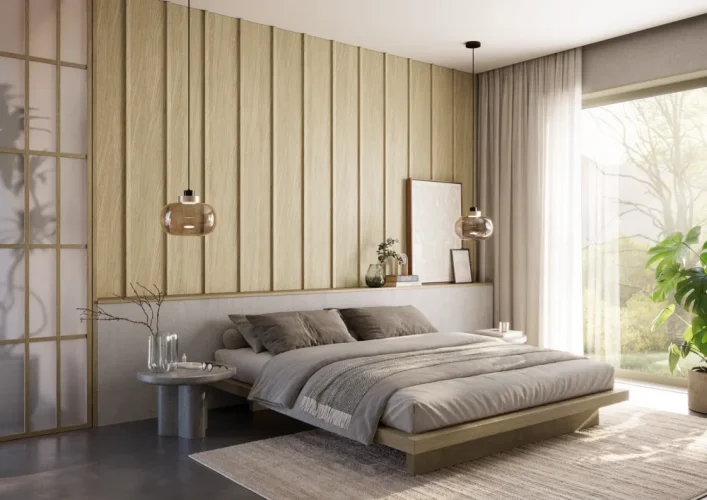 Designový obkladový panel JAPANDI (MDF), EVROPSKÝ DUB CPL, 24 x 300 x 2750 mm (0,825 m2)