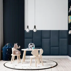Akustický panel ACOUSTIC LINE - navy blue | černá, 2650 x 245 x 22 mm, lamely MDF + FINISH FOLIE, akustický podklad FILC