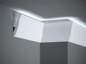 Stropná LED osvetľovacia lišta, NEPRIAME OSVETLENIE, tvrdý plast PolyForce (HD Polymer), základný biely náter (pretierateľný), 120 x 47 x 2000 mm