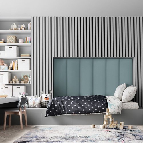 Akustický panel ACOUSTIC LINE - glacier grey | černá, 2650 x 245 x 22 mm, lamely MDF + FINISH FOLIE, akustický podklad FILC