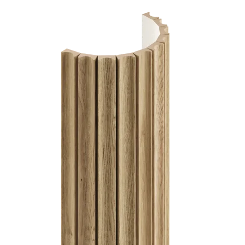 Lamelový panel na tkanině DUNY - DUBOVÁ DÝHA, obložení zakřivených či oblých stěn, 300 x 2750 mm, MDF PANEL