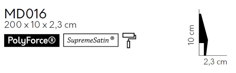 Podlahová lišta – PREMIUM, tvrdý plast PolyForce (HD Polymer), kvalitní bílý lak (finální povrch), 100 x 23 x 2000 mm