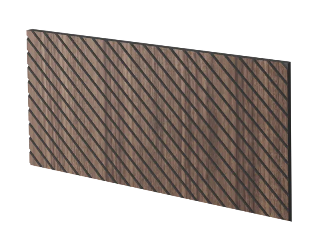 Lamelový panel DALEN - DÝHA Z AMERICKÉHO OŘECHU, 600 x 300 mm, ČERNÝ MDF PANEL