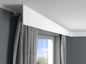 Garnižová LED osvetľovacia lišta, NEPRIAME OSVETLENIE, tvrdý plast PolyForce (HD Polymer), základný biely náter (pretierateľný), 148 x 46 x 2400 mm