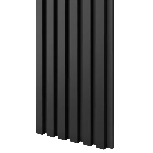 Dřevěné lamely ÚZKÉ na ČERNÉ desce (MDF), ČERNÁ MATNÁ, FINISH FOLIE, 24 x 300 x 2750 mm (0,825 m2)