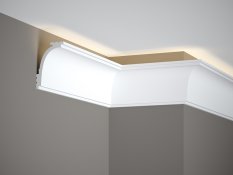 Stropná LED osvetľovacia lišta, NEPRIAME OSVETLENIE, tvrdý plast PolyForce (HD Polymer), základný biely náter (pretierateľný), 92 x 62 x 2000 mm