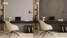 LINEA SLIM 3 drevené lamely na doske - japandi | čierna, 2650 x 150 x 30 mm