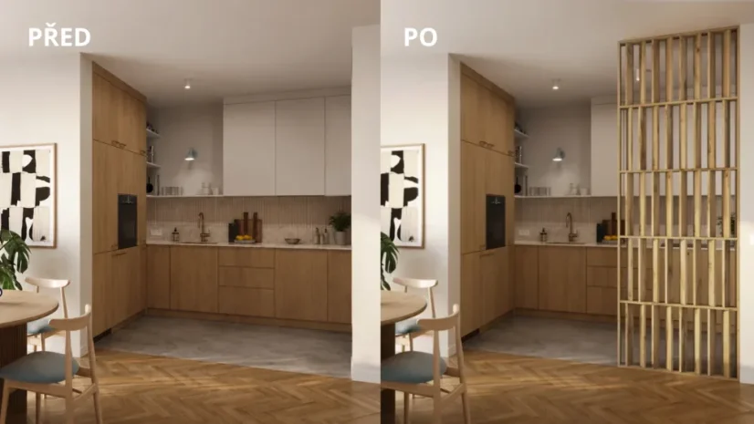 Deliaca priečka JAPANDI, 520-2720 x 1800-2750 mm, (MDF), DUB WOTAN