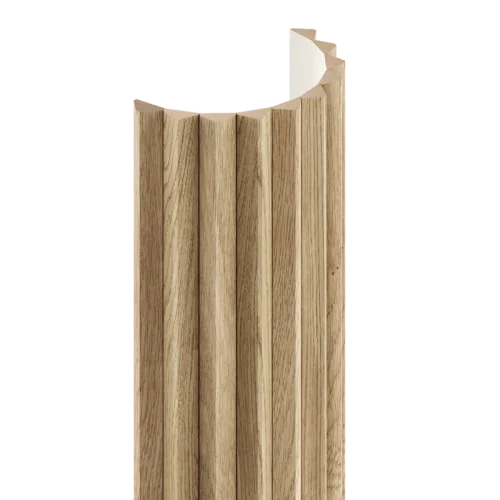 Lamelový panel na tkanině VÉČKA - DUBOVÁ DÝHA, obložení zakřivených či oblých stěn, 300 x 2750 mm, MDF PANEL