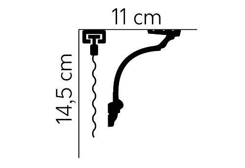 Garnýžová LED osvětlovací lišta, NEPŘÍMÉ OSVĚTLENÍ, tvrdý plast PolyForce (HD Polymer), základní bílý nátěr (přetíratelný), 145 x 110 x 2000 mm