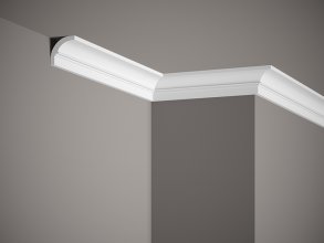 Stropná lišta – HLADKÁ, tvrdý plast ProFoam® (polyuretán), základný biely náter (pretierateľný), 40 x 40 x 2000 mm