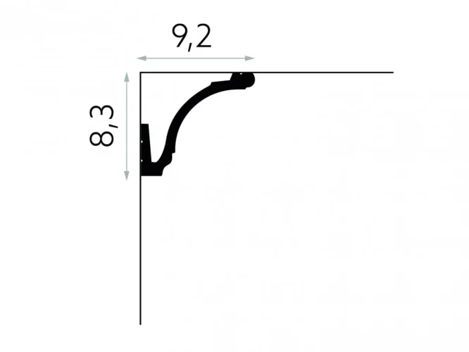 Garnižová LED osvetľovacia lišta, NEPRIAME OSVETLENIE, tvrdý plast PolyForce (HD Polymer), základný biely náter (pretierateľný), 83 x 92 x 2000 mm