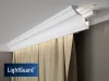 Garnýžová LED osvětlovací lišta, NEPŘÍMÉ OSVĚTLENÍ, tvrdý plast PolyForce (HD Polymer), základní bílý nátěr (přetíratelný), 81 x 81 x 2000 mm