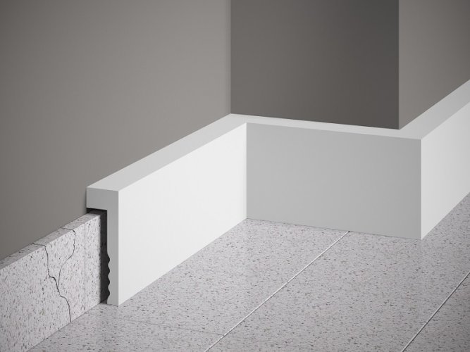 Podlahová lišta – PREMIUM, tvrdý plast PolyForce (HD Polymér), kvalitný biely lak (finálny povrch), 101 x 23 x 2000 mm