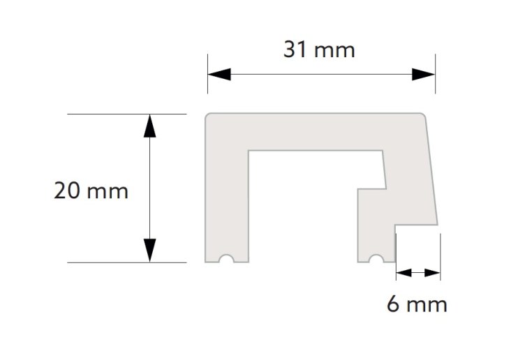 Koncový profil pre vodotesný lamelový panel (dve lamely) - ľavý - 2700 x 31 x 20 mm - DUB PRÍRODNÝ