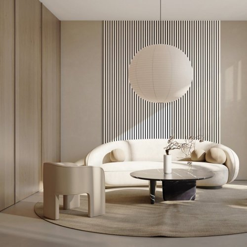 Akustický panel ACOUSTIC LINE - glacier grey | černá, 2650 x 245 x 22 mm, lamely MDF + FINISH FOLIE, akustický podklad FILC