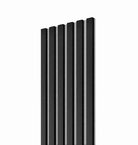Akustický panel - ČIERNY, MDF + FOLIE FINISH, SIVÝ akustický podklad FILC, 300 x 2750 mm