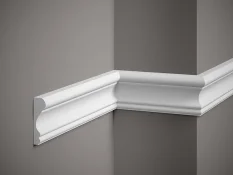 VZOREK - Nástěnná lišta – HLADKÁ, tvrdý plast ProFoam (Polyuretan), základní bílý nátěr (přetíratelný), 85 x 25 x 100 mm