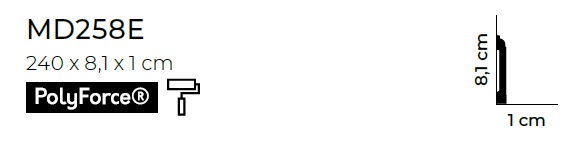 Orámování bezobložkových dveří – HLADKÉ, tvrdý plast PolyForce (HD Polymer), základní bílý nátěr (přetíratelný), 81 x 10 x 2400 mm