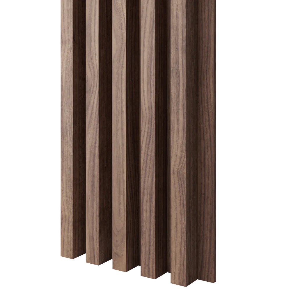 Dřevěné lamely ŠIROKÉ na DÝHOVANÉ desce (MDF), OŘECH DÝHA, 46 x 300 x 2750 mm (0,825 m2)