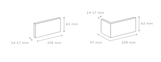 Cihlový obklad, Z BETONU, COUNTRY 630, tmavě šedá, 205 x 62 mm, tloušťka 14-17 mm, 1 m2