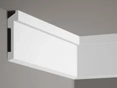 Stropná lišta – HLADKÁ, tvrdý plast PolyForce (HD Polymér), základný biely náter (pretierateľný), 110 x 27 x 2000 mm Stropná lišta – HLADKÁ, tvrdý plast PolyForce (HD Polymér), základný biely náter (pretierateľný), 110 x 27 x 2000 mm