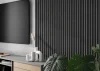 Akustický panel - ČIERNY, MDF + FOLIE FINISH, SIVÝ akustický podklad FILC, 300 x 2750 mm