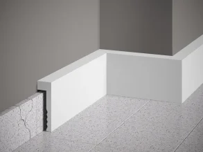 Podlahová lišta – HLADKÁ, tvrdý plast PolyForce (HD Polymer), základní bílý nátěr (přetíratelný), 101 x 23 x 2000 mm