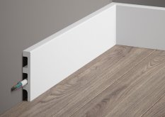 Podlahová lišta – PREMIUM, tvrdý plast PolyForce (HD Polymer), kvalitní bílý lak (finální povrch), 80 x 14 x 2000 mm