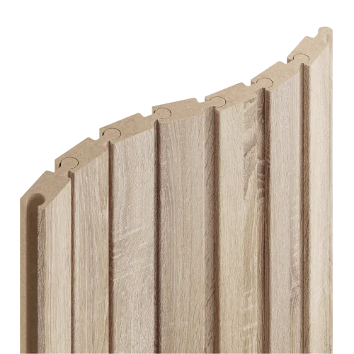 Lamely Puzzle, DUB SONOMA, obložení zakřivených a oblých stěn, 46 x 18 x 2750 mm