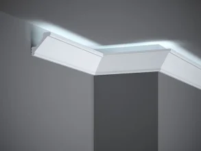 Stropná LED osvetľovacia lišta, NEPRIAME OSVETLENIE, tvrdý plast PolyForce (HD Polymer), základný biely náter (pretierateľný), 51 x 51 x 2000 mm
