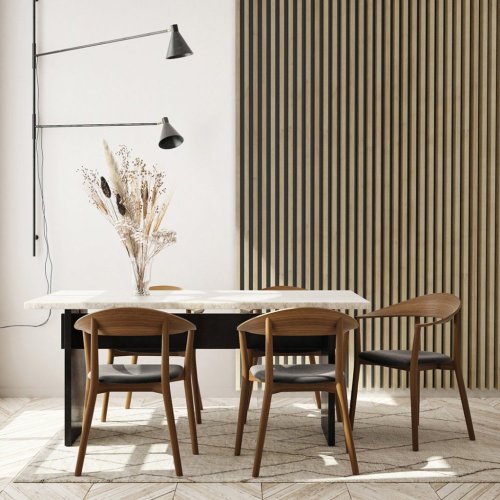 LINEA 1 dřevěná lamela na desce - dub | černá, 2750 x 64 x 40 mm