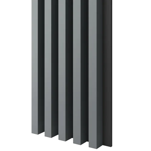 Dřevěné lamely ŠIROKÉ na ČERNÉ desce (MDF), GRAFIT (ANTRACIT), 46 x 300 x 2750 mm (0,825 m2)