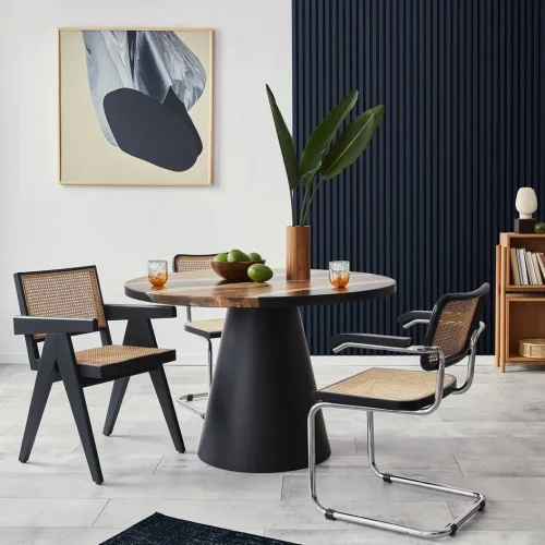 Akustický panel ACOUSTIC LINE - navy blue | černá, 2650 x 245 x 22 mm, lamely MDF + FINISH FOLIE, akustický podklad FILC