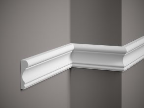 Nástěnná lišta – HLADKÁ, tvrdý plast ProFoam (Polyuretan), základní bílý nátěr (přetíratelný), 85 x 25 x 2000 mm