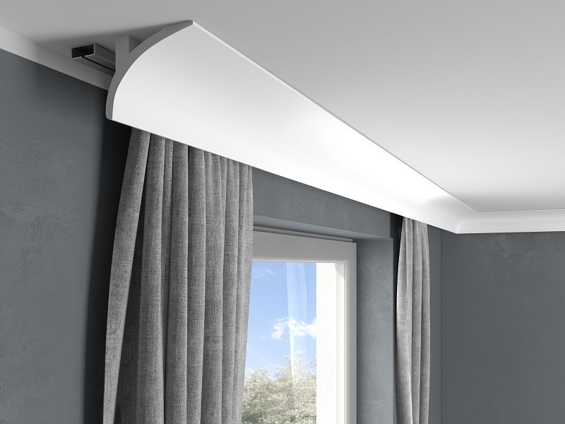 Garnýžová LED osvětlovací lišta, NEPŘÍMÉ OSVĚTLENÍ, tvrdý plast PolyForce (HD Polymer), základní bílý nátěr (přetíratelný), 95 x 123 x 2000 mm