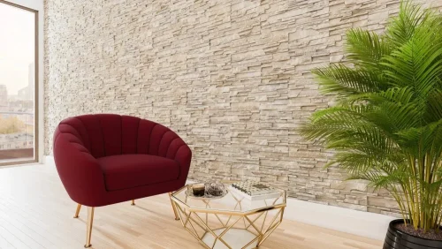 Realizace sádrového obkladu MAROKO 1 – Kamenný design na celé stěně