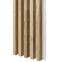 Dřevěné lamely ŠIROKÉ na BÍLÉ desce (MDF), DUBOVÁ DÝHA, 46 x 300 x 2750 mm (0,825 m2)