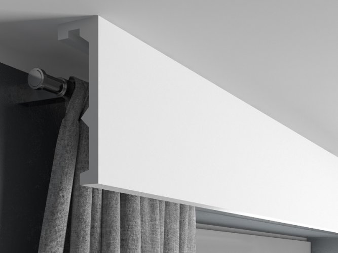 Garnižová LED osvetľovacia lišta, NEPRIAME OSVETLENIE, tvrdý plast PolyForce (HD Polymer), základný biely náter (pretierateľný), 179 x 55 x 2400 mm